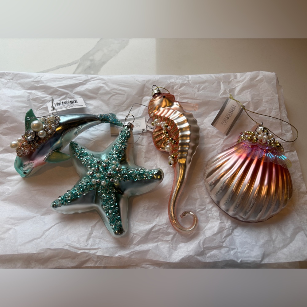 Elegant Coastal Holiday Ornament Set